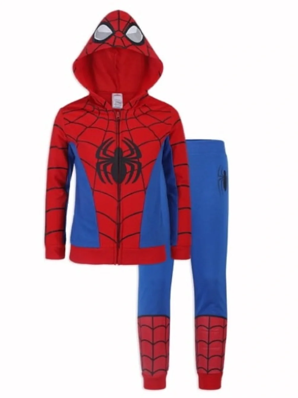 Marvel Kids Boys Red & Blue Spider-Man Full Zip Hoodie & Sweatpants Set Sz 8